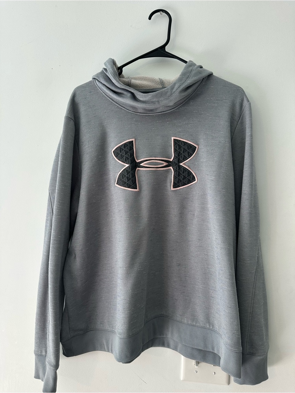 Under Armour Gray Hoodie with Black Logo and Pink Trim